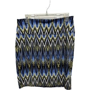 J Jill Wearever Multicolor Zig Zag Smooth Fit Pencil Skirt Small Business Casual